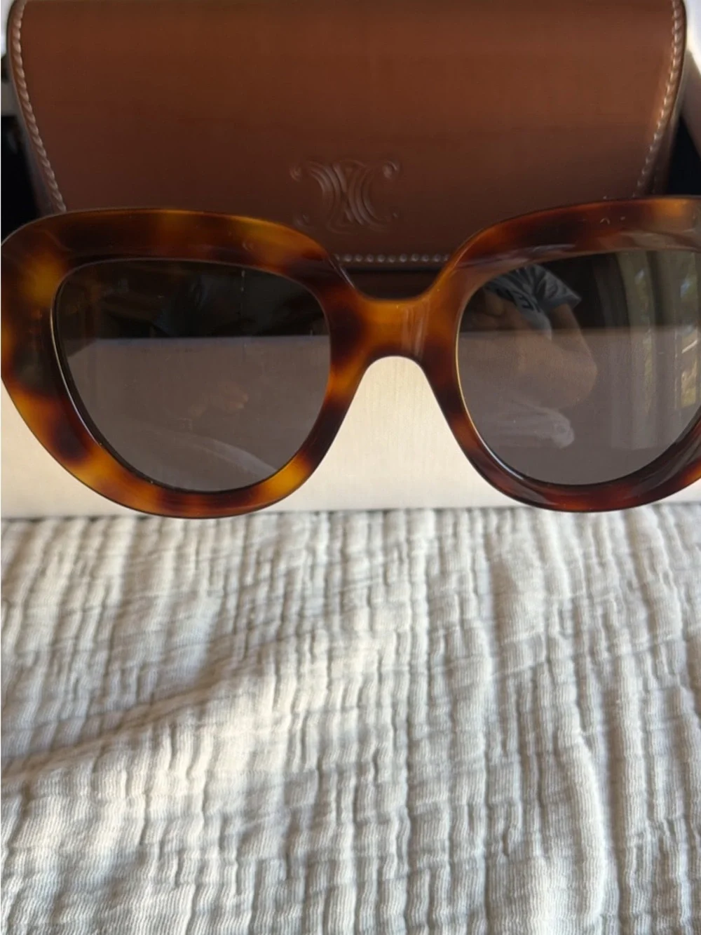 Celine Tortoiseshell Oversized Round Women's Sunglasses - Brown NEW